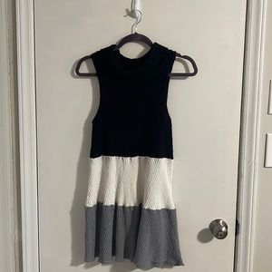Black, White, Gray Sweater Dress
